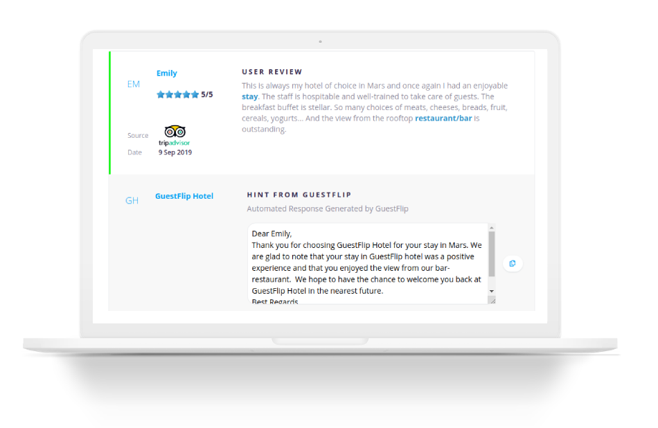 Respond to hotel reviews